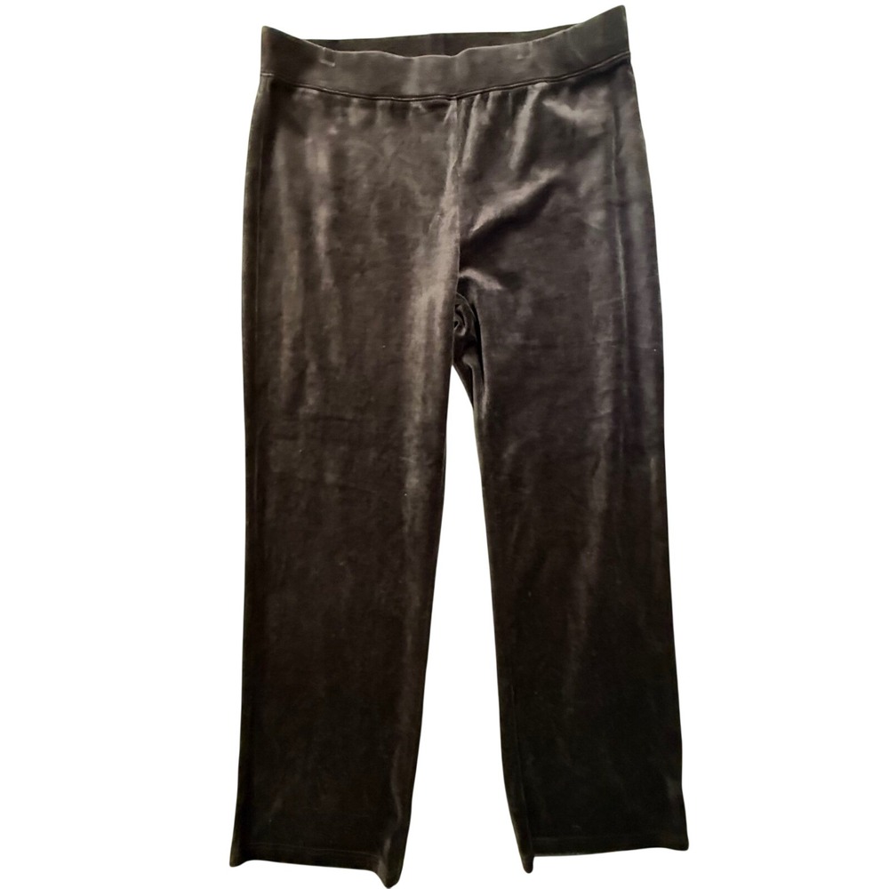 NWT Style & Co Sport Stretch Ebony Black Velour Pants Women‎ Size Large